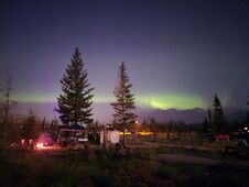 Northern lights over campsite
