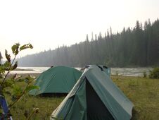 Tenting along Western Canada river