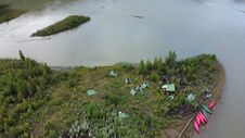 River tent camp from above