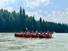 Rafting in the sun on Alberta river