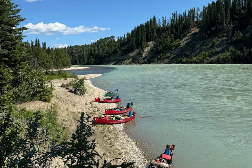Canoes at meeting waters