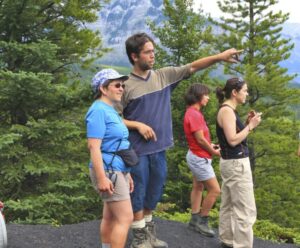 tour guide in Canada, with small group in the canadian rocky mountains